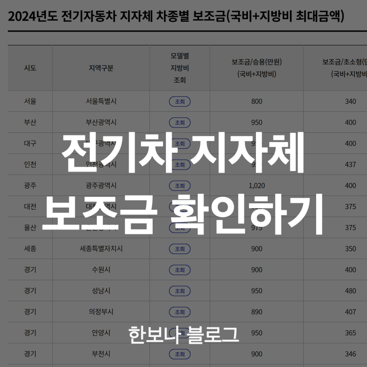  전기차 지자체 보조금 확인하기