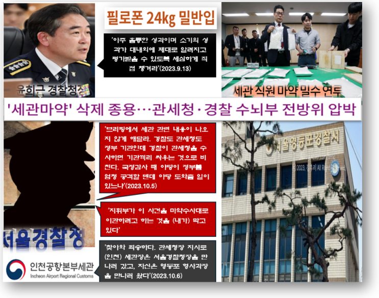 '인천세관원 개입 대규모 마약 밀반입 사건', <b>채상병 수사 외압</b>... 