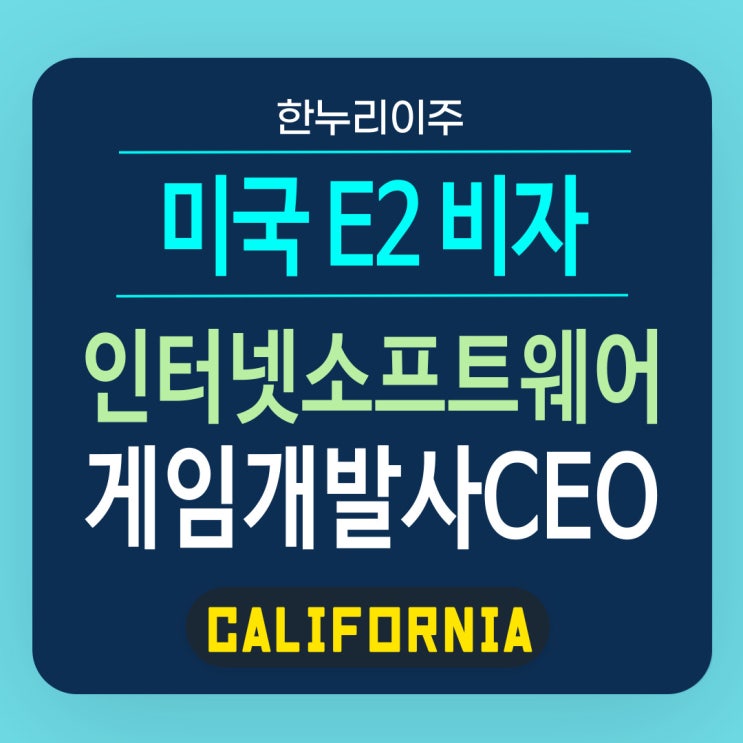  인터넷 소프트웨어 개발사 CEO 캘리포니아주 미국 E2 비자 승인
