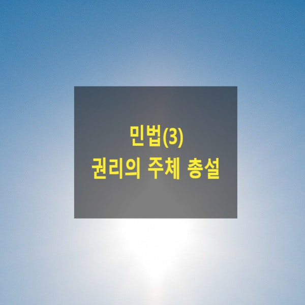  핵심만 알아보는 민법(3) - 권리의 주체 총설(권리주체, 권리능력, 행위능력)