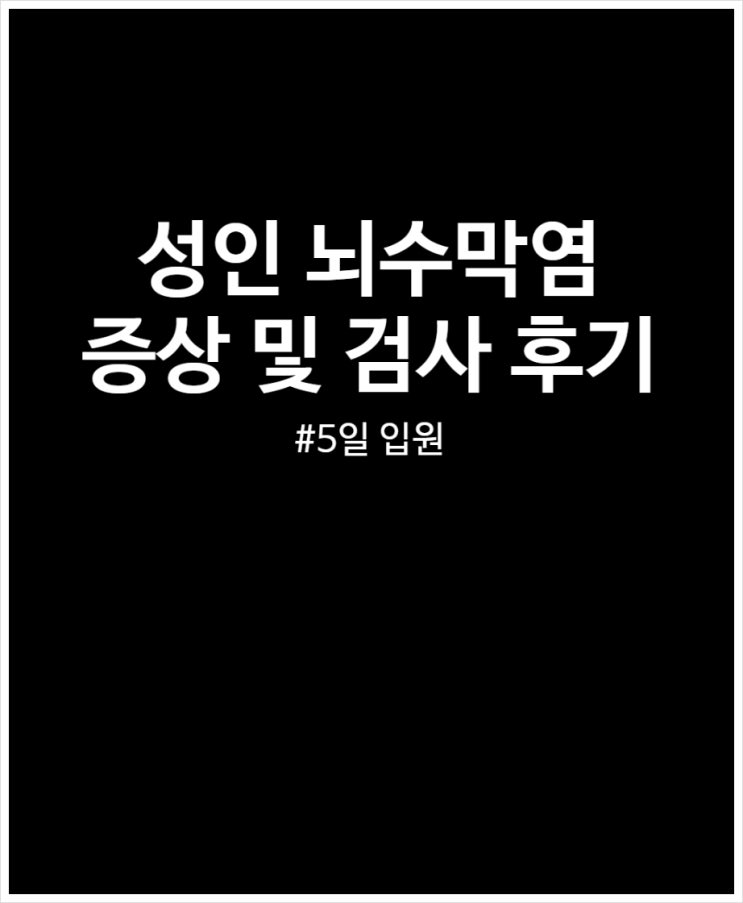  성인 뇌수막염 증상 및 검사 후기 (30대 5일 입원)