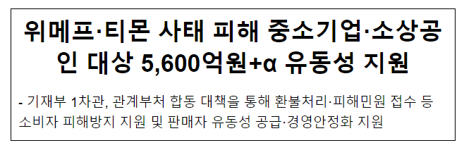 위메프 티몬 사태 대응방안 발표 위메프 티몬 사태 대응방안 발표