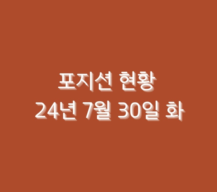  포지션 현황 24년 7월 30일 화