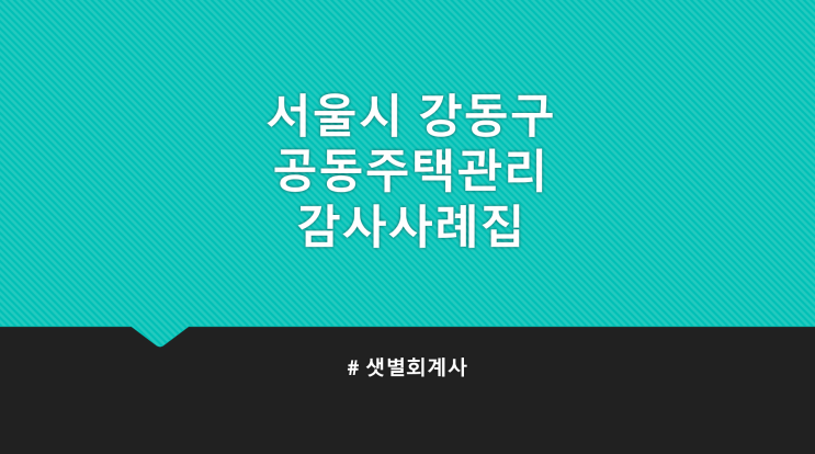  [서울시 강동구 공동주택 감사사례집] EP4. 사업주체 장기수선계획 부적정 수립으로 예정 공사 미시행 #샛별회계사(아파트 세무주치의 전문)