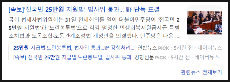<b>전국민 25만원 지원</b>법ㅋ 어휴 집값 오르는 소리가 들리네