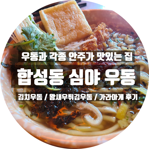  창원 마산 합성동 뜨끈한 우동 국물에 소주가 땡기는 집 심야 우동 : 김치우동 왕새우튀김우동 가라아게 후기