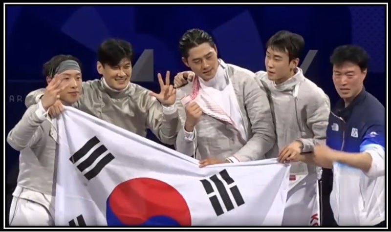 펜싱 남자 사브르 단체전 결과 결승전 금메달 2024 파리올림픽 구본길 오상욱 박상원 도경동 ....