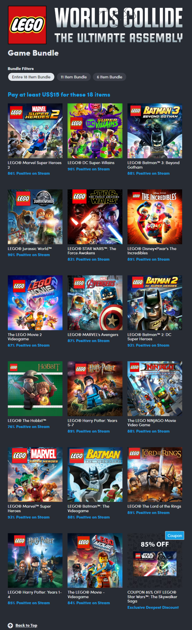 [험블번들] LEGO Worlds Collide: The Ultimate Assembly 번들