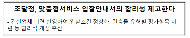 조달청, 맞춤형서비스 입찰안내서의 합리성 제고한다 조달청, 맞춤형서비스 입찰안내서의 합리성 제고한다