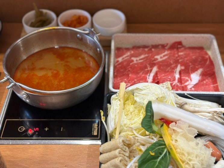 대전 솔밭샤브 둔산점 내돈내산 먹방 후기, 마라샤브샤브와 스키야키