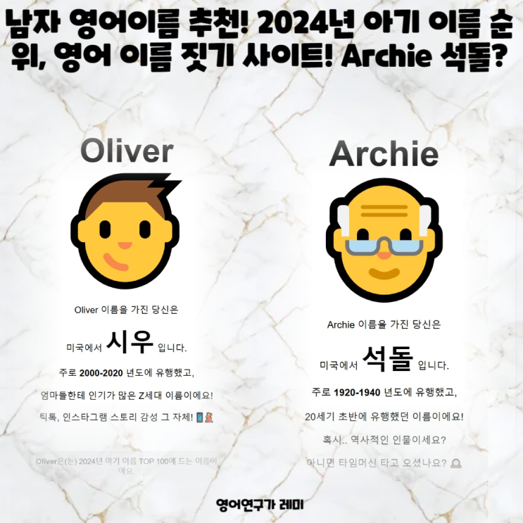 남자 영어이름 추천! 2024년 아기 이름 순위, 영어 이름 짓기 사이트로 확인! Archie가 석돌? 남자 영어이름 추천! 2024년 아기 이름 순위, 영어 이름 짓기 사이트로 확인! Archie가 석돌?