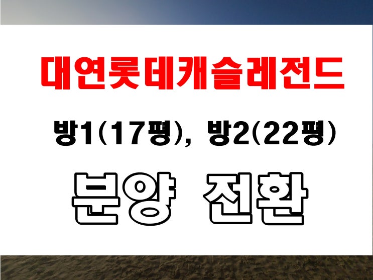  대연동 대연 롯데캐슬레전드 대단지 소형 아파트 임대동 매매 아닌 분양 정보
