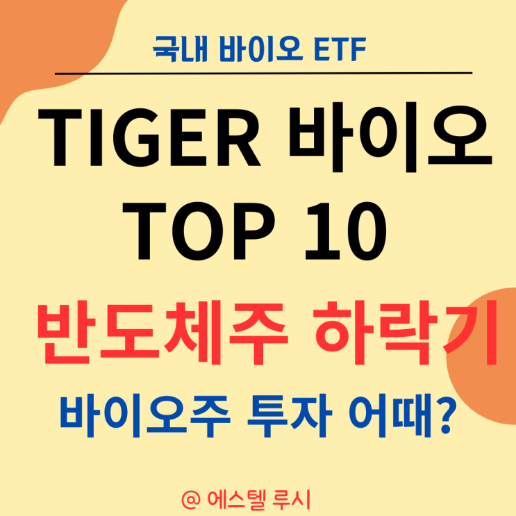  국내 바이오 ETF : TIGER 바이오 TOP 10 - 반도체주 대신 어때?