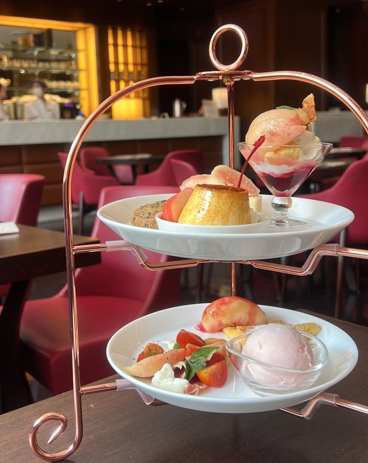  [기타큐슈] 고쿠라역 세인트시티 카페 키하치 Kihachi Cafe / 복숭아 애프터눈 티 세트