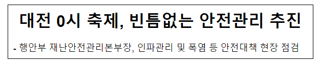 대전 0시 축제, 빈틈없는 안전관리 추진 대전 0시 축제, 빈틈없는 안전관리 추진