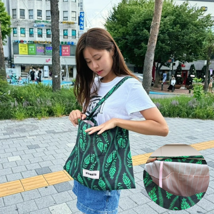  데일리백 여행용 에코백 베러앤베러 선데이백 플로랄 그린 크로스 숄더백