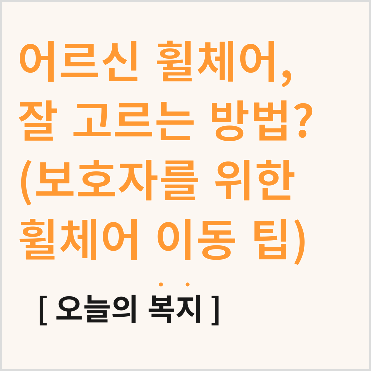  노인 휠체어 고르는 법, 보호자를 위한 복지용구 휠체어 이동 팁