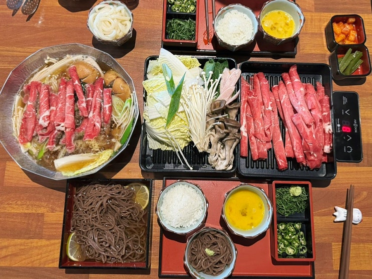  모임장소로 좋은 합정역맛집 스키야키201 단짠의 조화 라임냉소바세트
