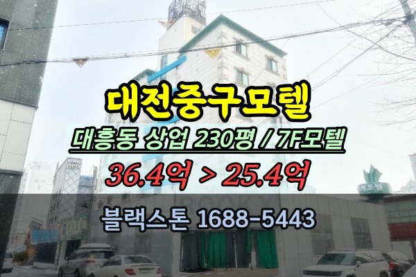  대전중구모텔 매매 대흥동 7층 숙박시설 경매 20억대