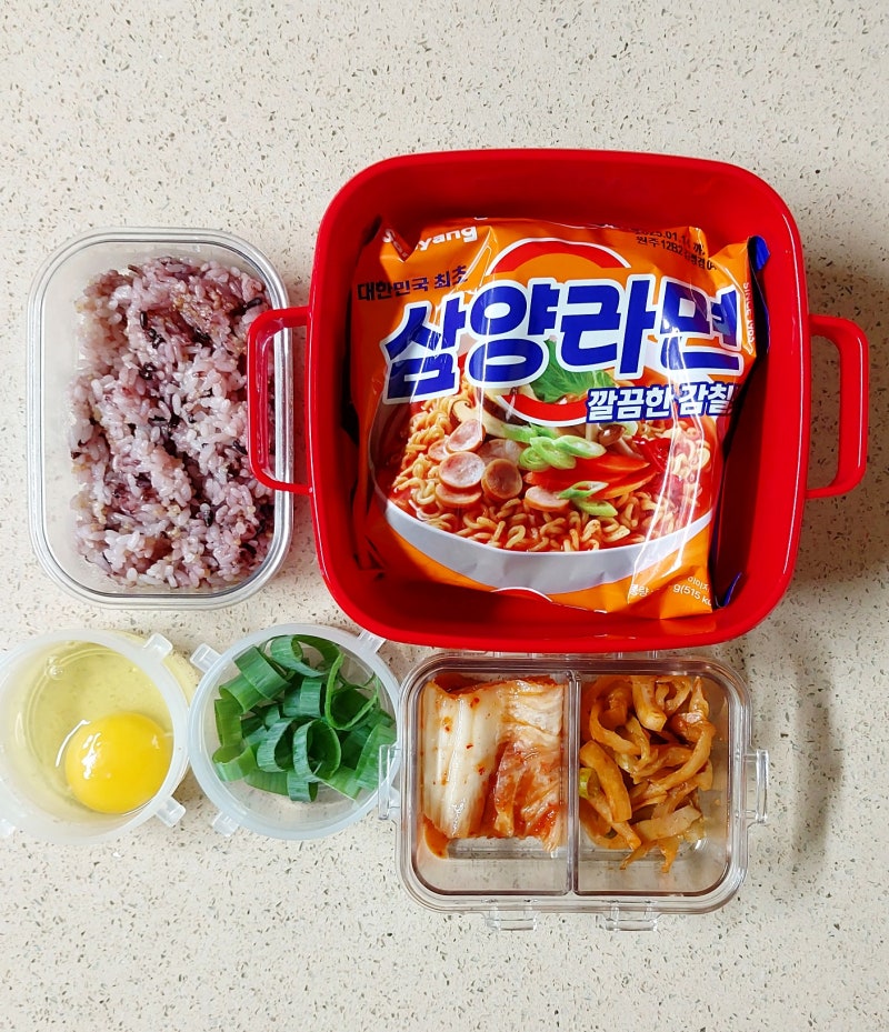 *직장인남편 점심 도시락 반찬메뉴추천- 사무실에서 한강라면 맛을??? 전자렌지 라면용기 코....