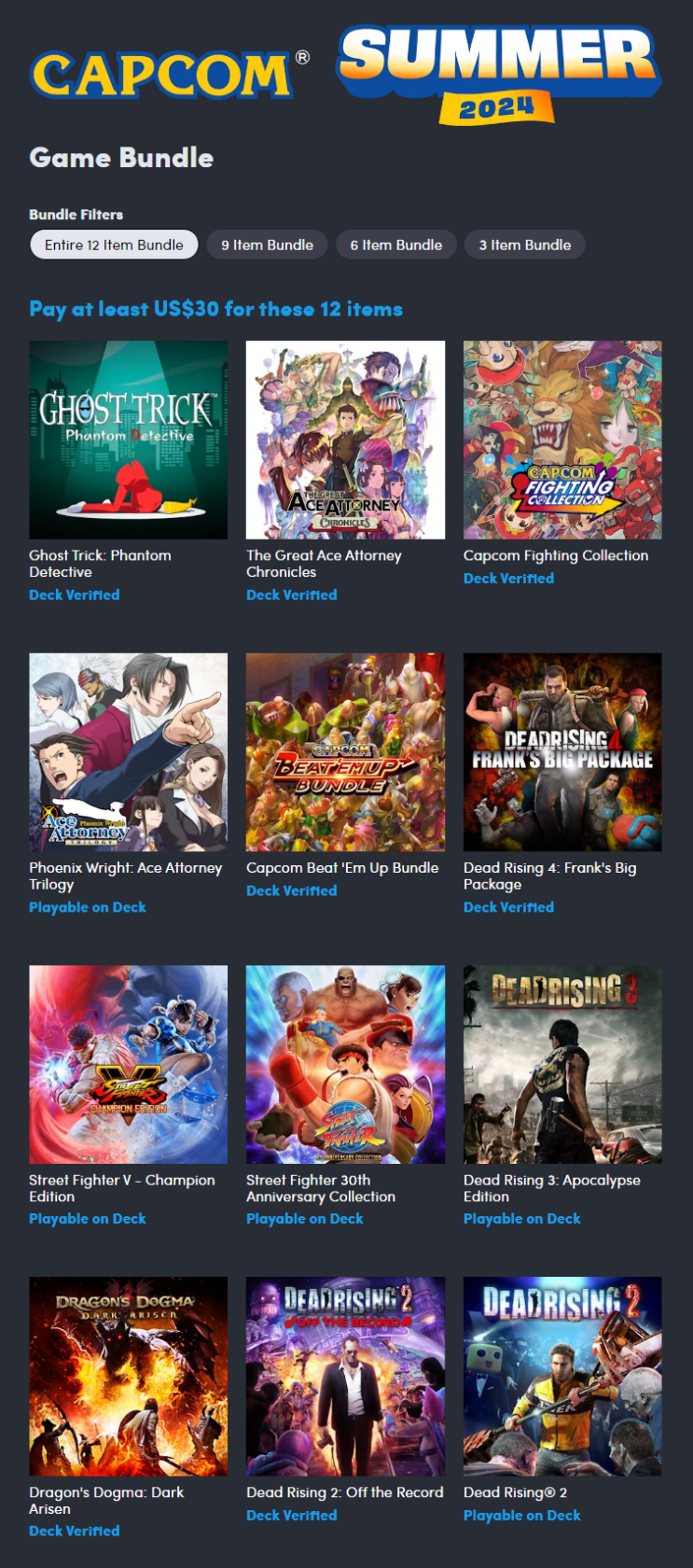  [험블번들] Capcom Summer 2024