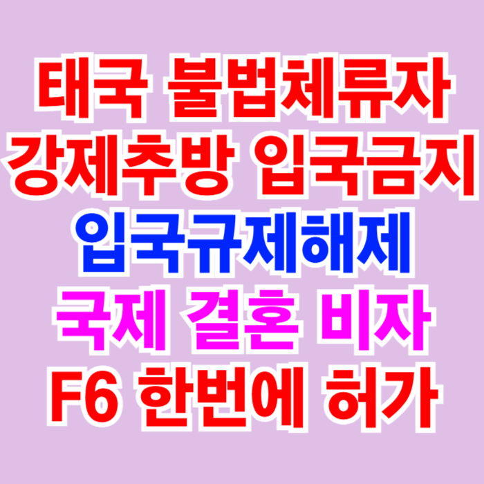 태국 불법체류자 강제추방 결혼비자 F6 한 번에 허가 태국인 국제결혼(임신 X 출산 X) 태국 불법체류자 강제추방 결혼비자 F6 한 번에 허가 태국인 국제결혼(임신 X 출산 X)
