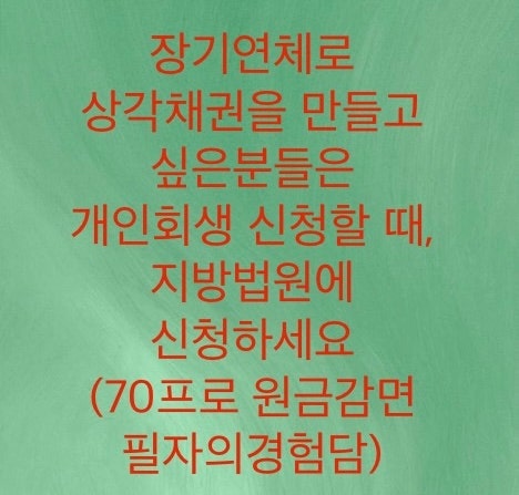  개인회생으로 연체기간을 길게 가지고 가고싶은분들은 지방법원에 접수하세요(상각채권을 목표로 하는 사람들은 필독하세요)