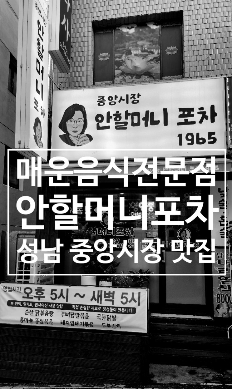  성남 태평동 맛집 안헐머니포차 태평역 매운 음식 혼술