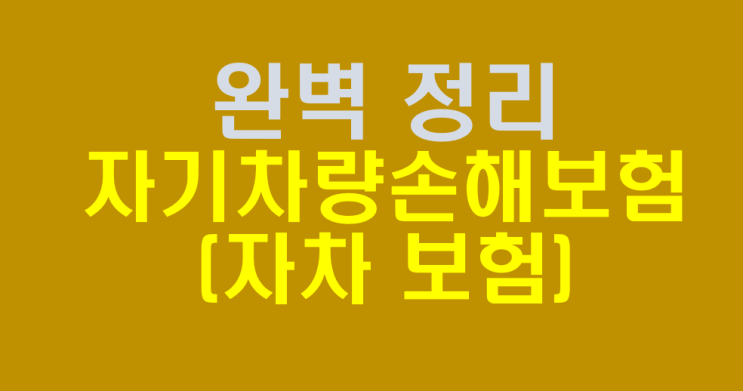  자기차량손해(자차) 보험 총정리