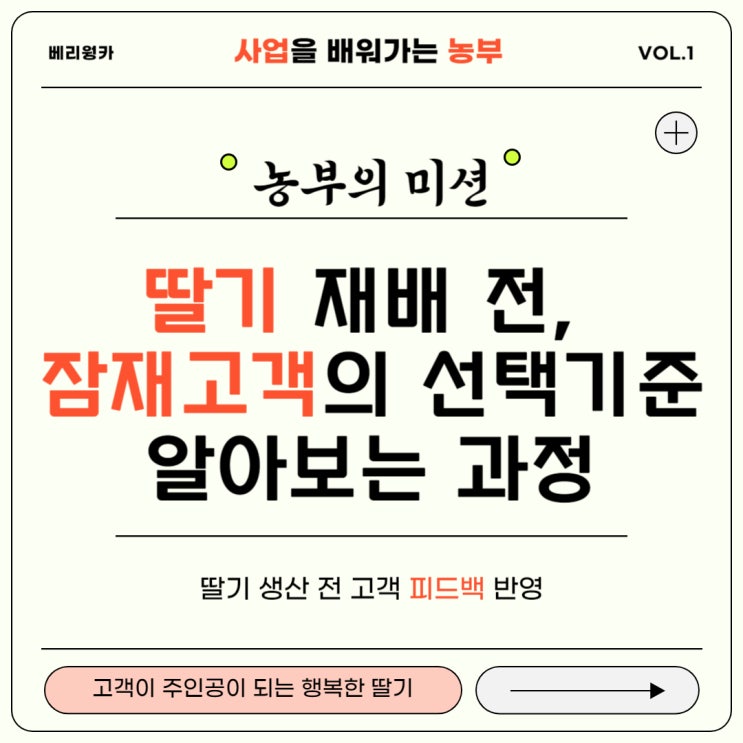  딸기 재배 전, 잠재 고객의 선택 기준을 알아보는 과정 ft. 피드백