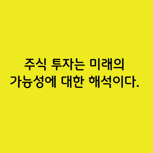  주식 투자는 미래의 가능성에 대한 해석이다.