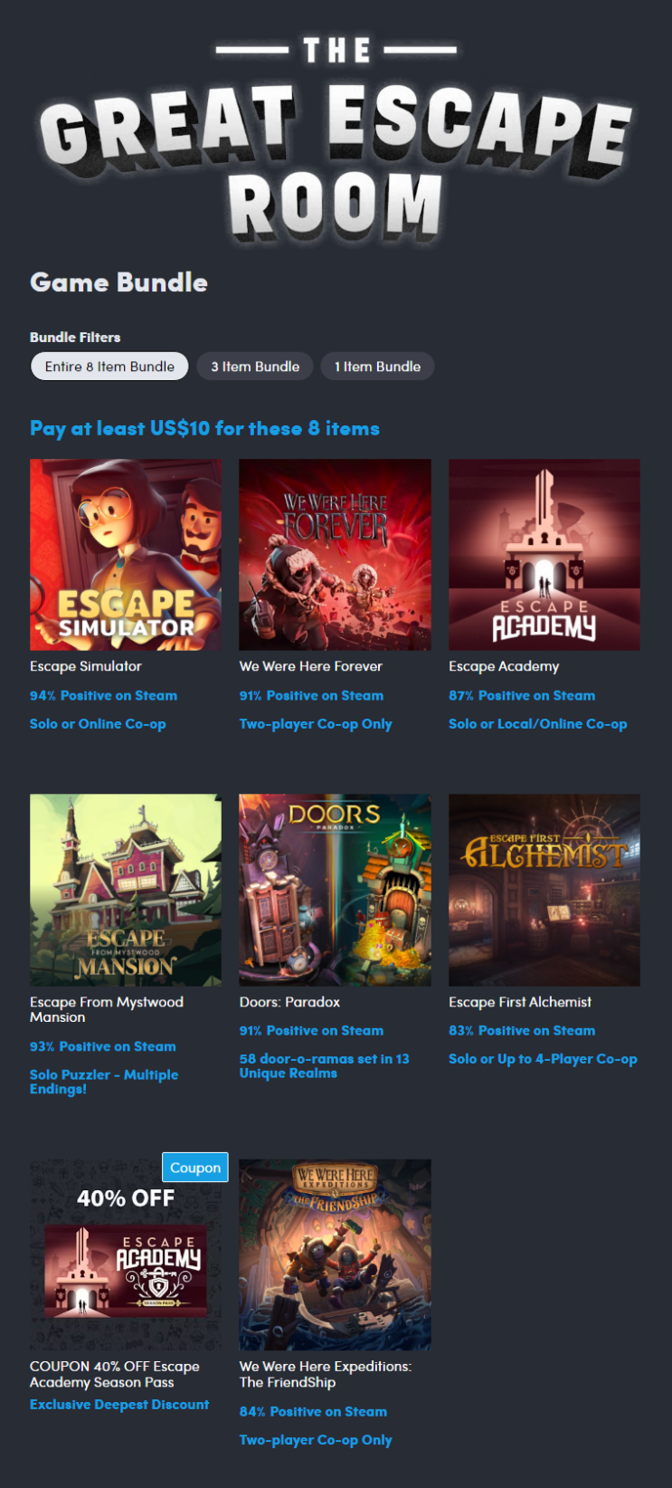  [험블번들] The Great Escape Room Bundle