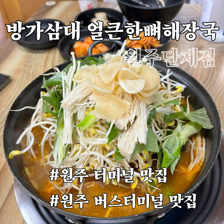  원주 버스터미널 맛집 든든하게 먹는 방가삼대 얼큰한뼈해장국 원주단계점