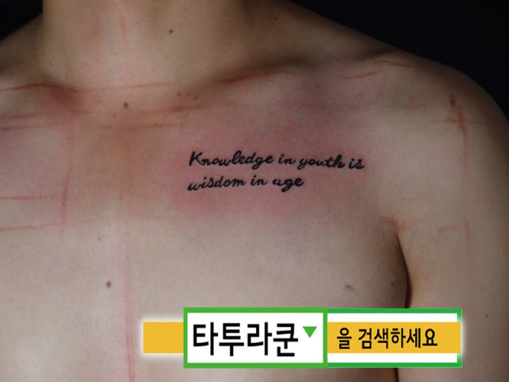 쇄골타투/가슴 부근의 레터링타투입니다.[타투라쿤] 2015. 10. 4. 14:08
