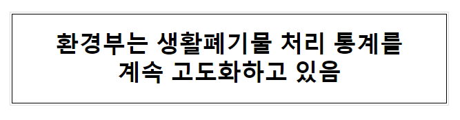 환경부는 생활폐기물 처리 통계를 계속 고도화하고 있음 환경부는 생활폐기물 처리 통계를 계속 고도화하고 있음