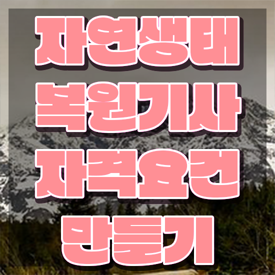  자연생태복원기사 관련학과 자연생태복원기사 응시조건 온라인 수업으로 편하게 준비한 과정