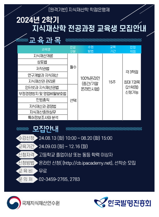 지식재산학사 학위, 온라인으로 도전하세요! 지식재산학사 학위, 온라인으로 도전하세요!