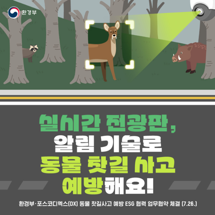  로드킬 - 실시간 전광판 알림 기술로 동물 찻길 사고 예방해요!!