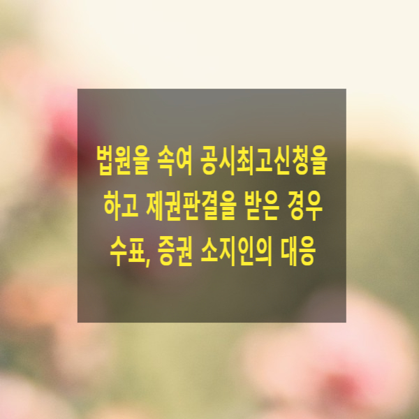  법원을 속여 공시최고신청을 하고 제권판결을 받은 경우 수표, 증권 소지인의 대응 방법(불복소송, 손해배상, 불법행위, 사기죄)