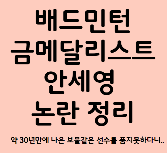 <b>배드민턴</b> 금메달리스트 안세영, <b>배드민턴</b> 협회 입장. 각종 논란.