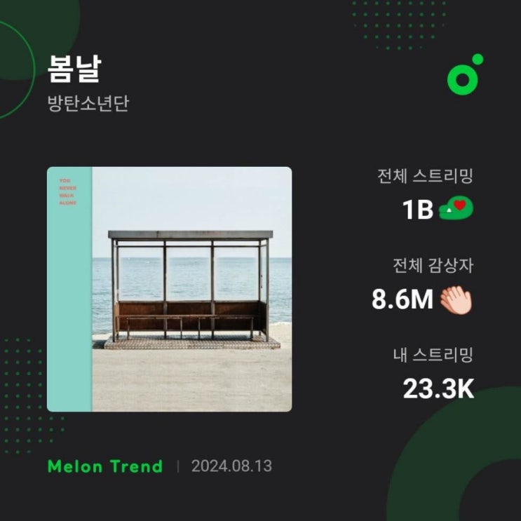 <b>방탄소년단</b>[BTS]<b>멜론</b> "봄날" <b>10억</b>스트리밍을 축하합니다