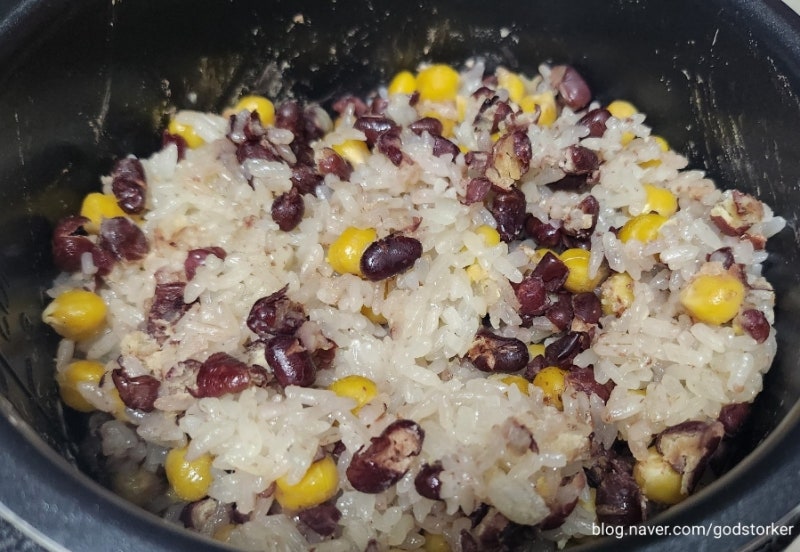 🍚병아리콩 팥 찰밥만드는 법 전기압력밥솥 찰밥짓기 찰밥레시피 찰밥물양 영양찰밥만들기 : 네이버 블로그