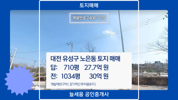  대전 유성구 노은동 두 필지 토지매매