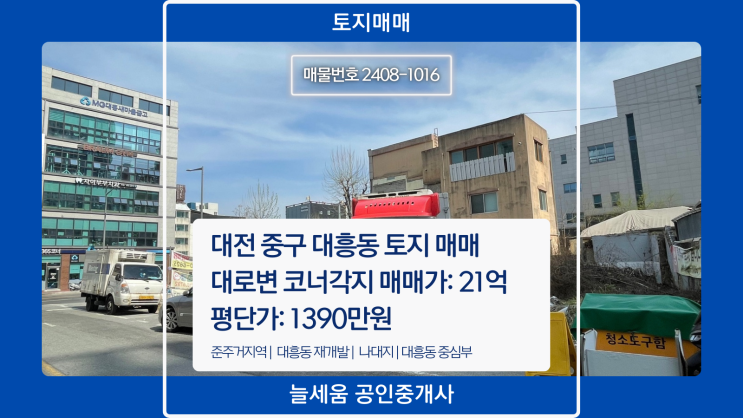  대전 중구 대흥동 대로변 토지 매매