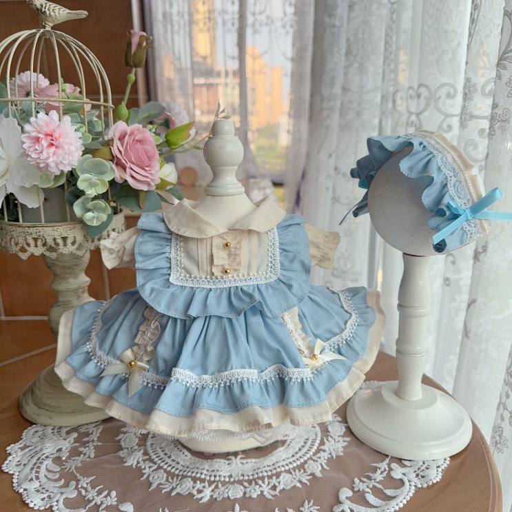  20cm 아쿠아 블루 원피스 세트 인형옷 롱바디 체형 아이돌인형옷
