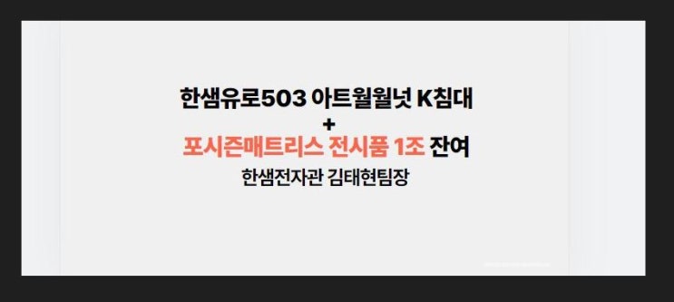  한샘유로503아트월월넛K침대 SET 전시품할인1조