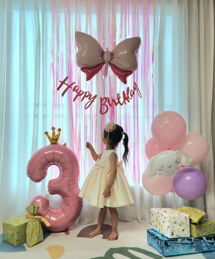  세돌 아이 생일 파티 이벤트.(산리오 시나모롤 풍선)