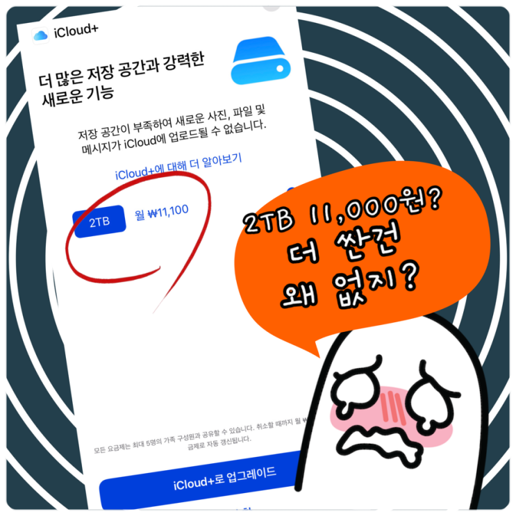  [Q&A] 아이클라우드 가격 업그레이드, 왜 ‘2테라’만 되나요?(저장공간 부족 상황, 200기가 선택 없음)