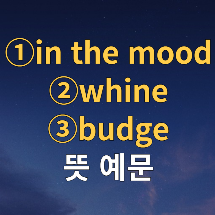  be in the mood / whine / budge 뜻 예문