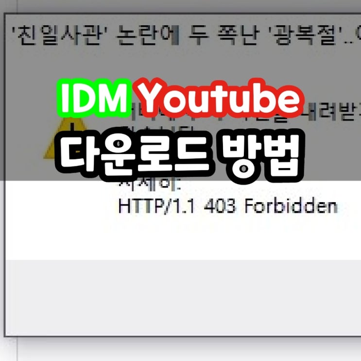  IDM 다운로드 매니저 유튜브 다운 막힘, 해결 방법